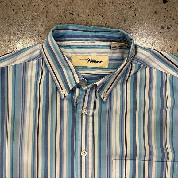 Vintage Penmans blue stripe shirt US L - Picture 2 of 6